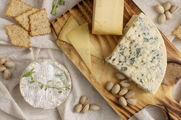 Variety cheeses snacks table