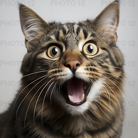 Domestic shows her the teeth and is angry and looks at the camera