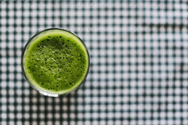 High angle view fresh green celery smoothie