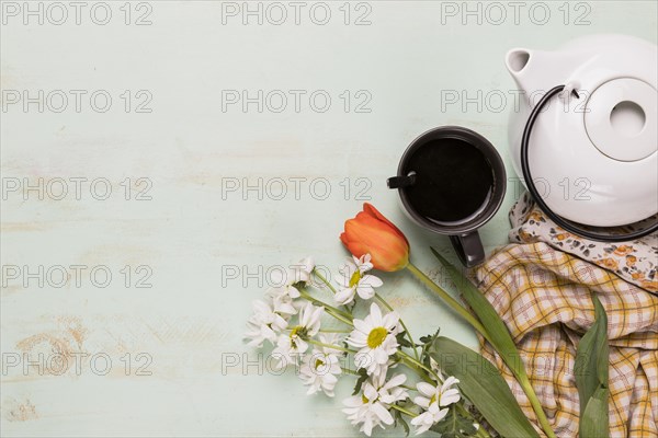 Tea party set with flowers