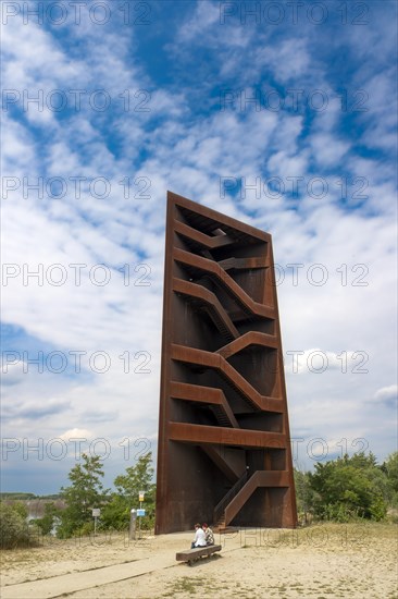 Corten steel lookout tower Rusty Nail on the Sorno Canal