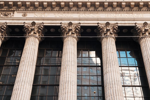 Facade old building with columns new york exchange