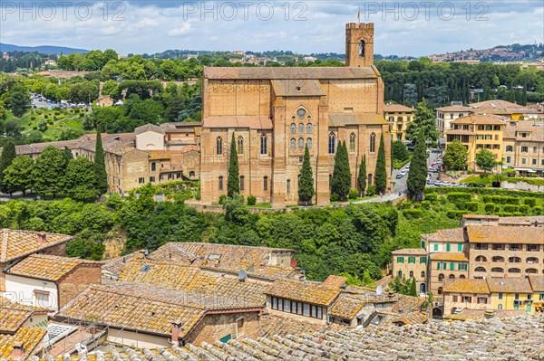 The Basilica of San Domenico with its reddish-brown brick facade