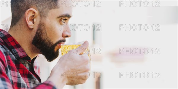 Beer concept with man drinking