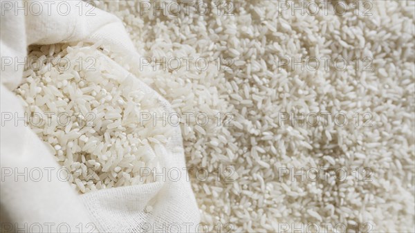 White rice bag with copy space