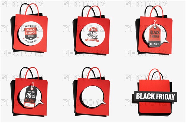 Red shopping bag with black friday offers