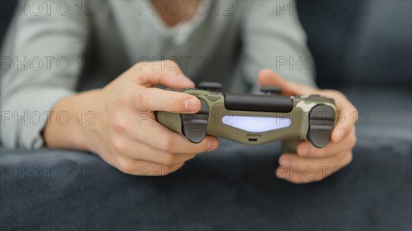 Boy playing with controller