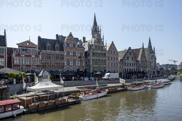 Medieval Guild Houses of the Graslei Quay on the River Leie