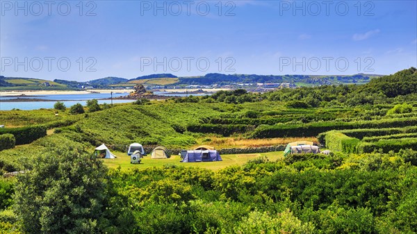 Coastline with campsite St Martins Campsite