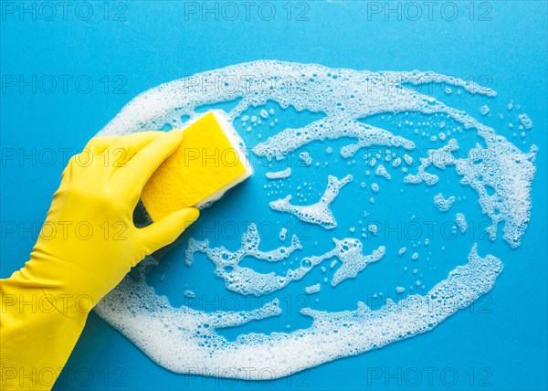 Hand cleaning surface close up