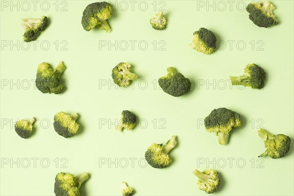 Top view arrangement with cauliflower green background