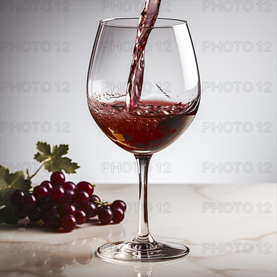 Wine is poured into elegant wine glasses