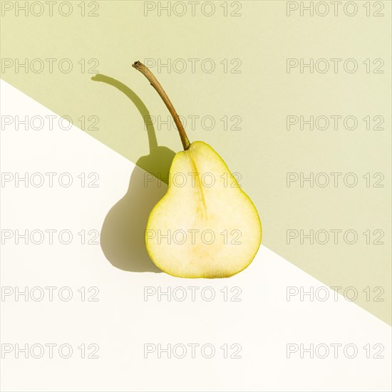 Top view half pear with shadow