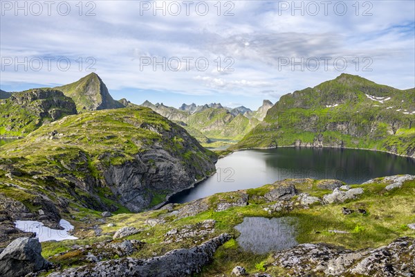 Mountain landscape with lake Tennesvatnet