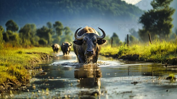 Three water buffalo