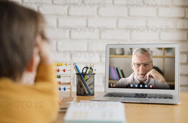 Front view video call laptop