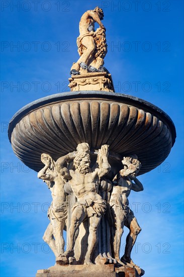 Samson Fountain at Premysl Otakar II Square in the historic old town of Ceske Budejovice