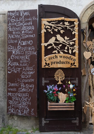 Souvenir shop in the historic old town of Krumlov