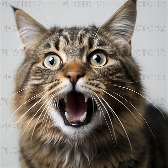 Domestic shows her the teeth and is angry and looks at the camera