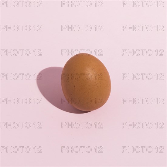 Small brown chicken egg pink table