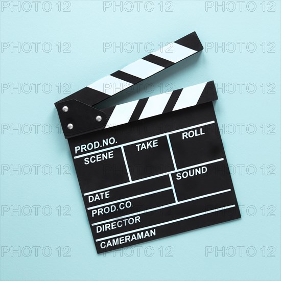 Movie clapper blue background