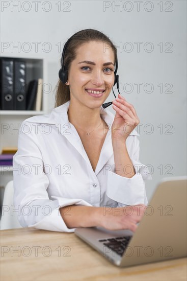 Woman working call center