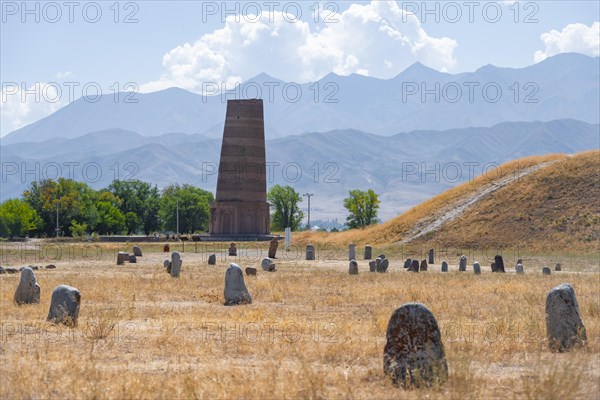 Burana Tower and ancient stone figures of Balbal