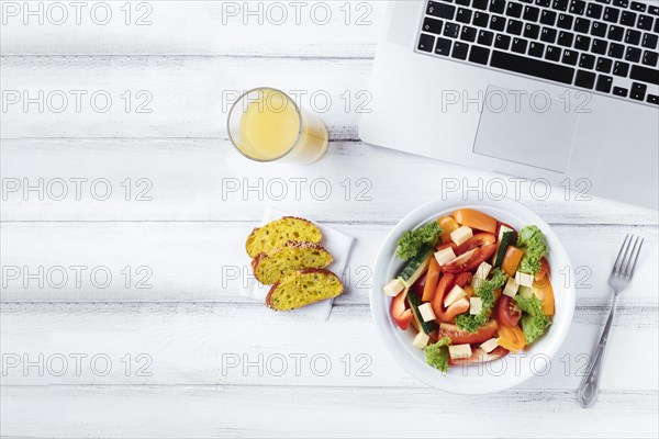 Delicious lunch break office desk