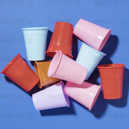 Close up collection plastic cups
