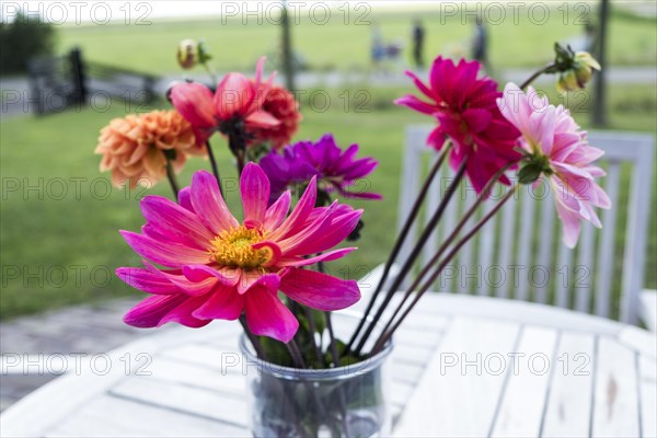 Bouquet of flowers on a table in a vase