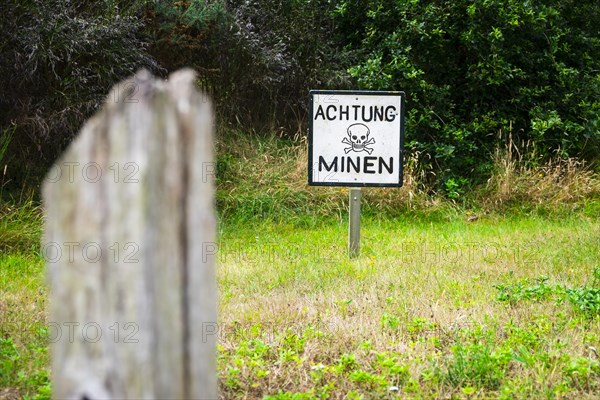 Warning of mines at a World War II bunker on Terschelling