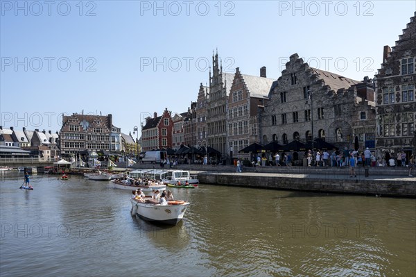 Medieval Guild Houses of the Graslei Quay on the River Leie