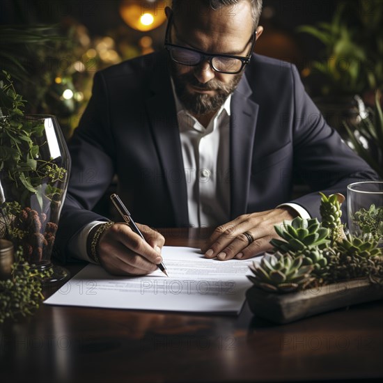 Businessman signs a contract