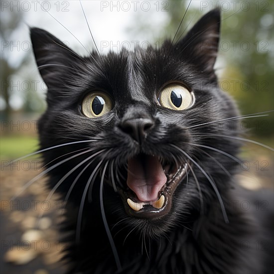 Domestic shows her the teeth and is angry and looks at the camera