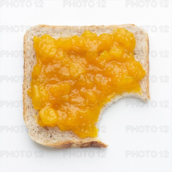 Top view apricots jam bread