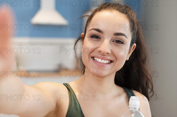 Portrait young blogger smiling