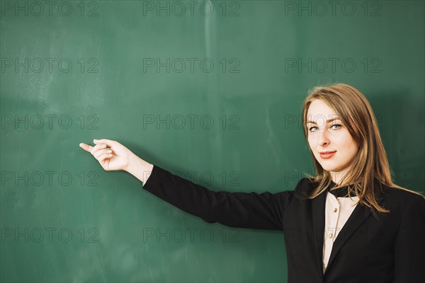 Teacher looking camera