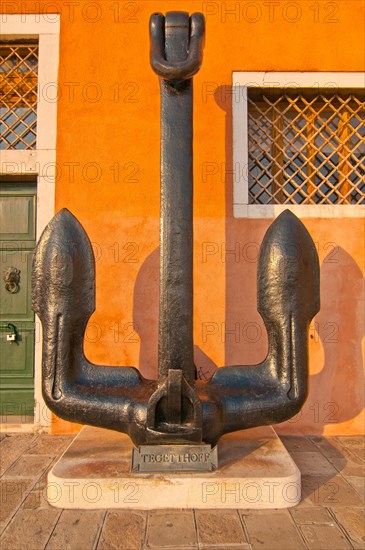 Venice Italy Naval museum front view with the enormous anchors at sestriere of Castello