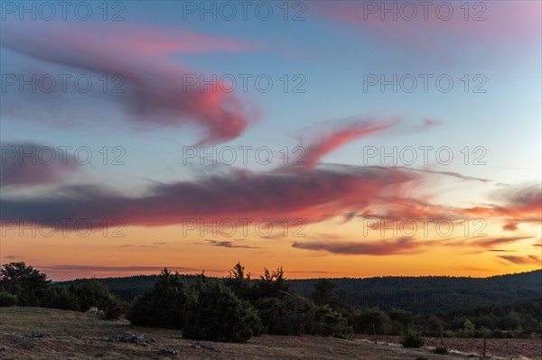 Cloud and clear sky during a sunset. Le Rozier