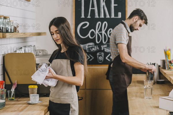Young people working cafe