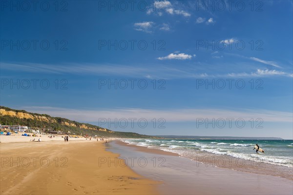 Sandy Atlantic ocean beach at Fonte da Telha beach