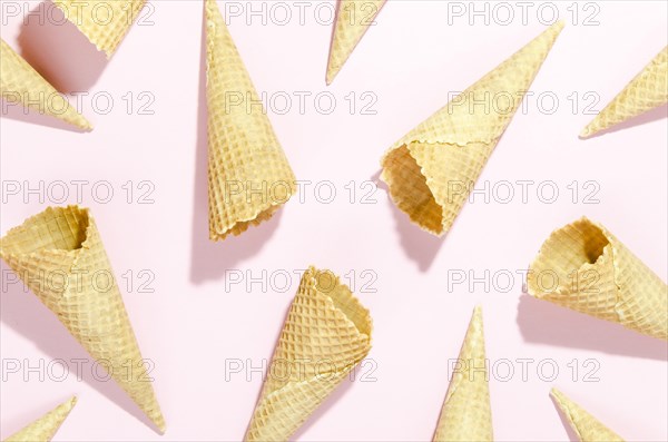Empty waffle cones scattered table