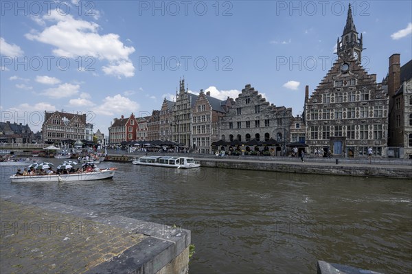 Medieval Guild Houses of the Graslei Quay on the River Leie