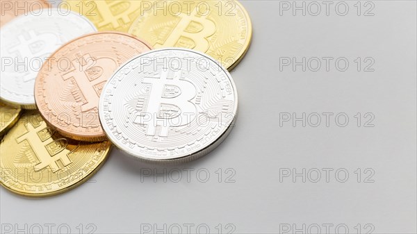 Bitcoin various colors close up