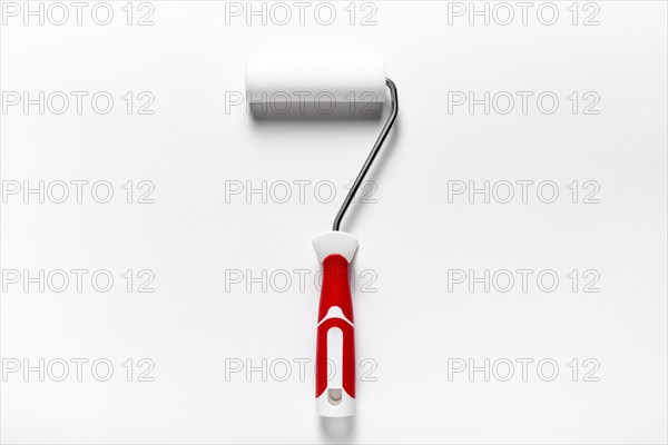 Top view roller brush white background