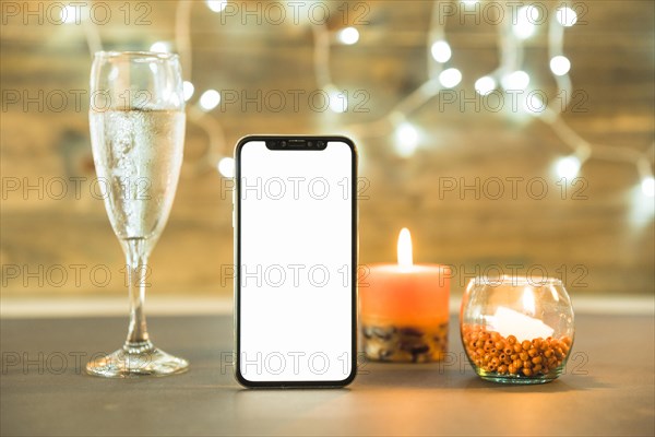 Glass champagne with candle table