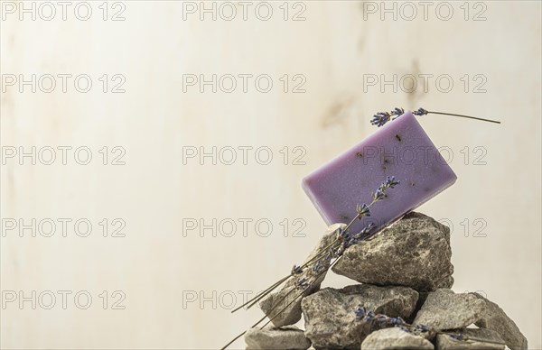 Lavender soap assortment with copy space