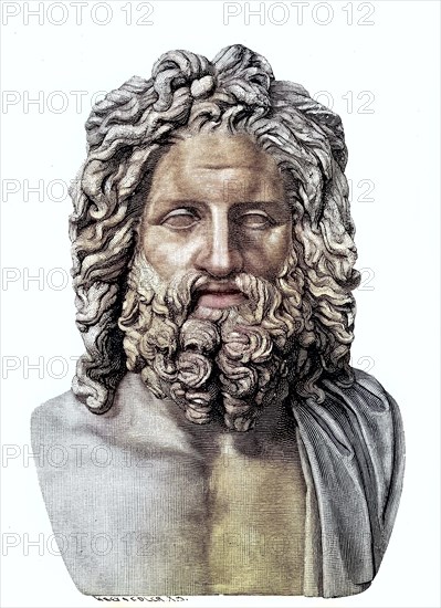 The ancient marble bust of Zeus of Otricoli is in the Vatican in Rome