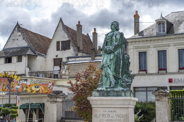 Monument with the statue of the writer Alfred de Vigny in Loches