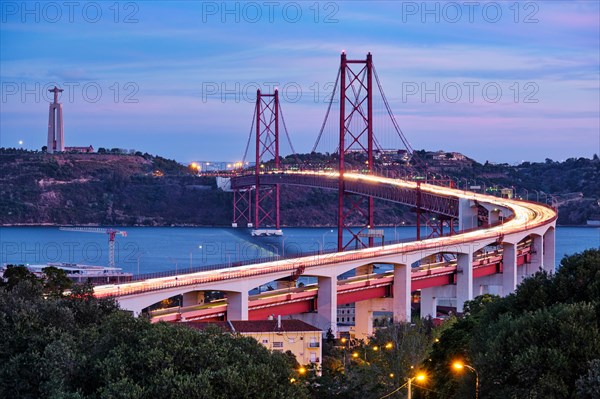 View of Lisbon view from Miradouro do Bairro do Alvito viewpoint of Tagus river